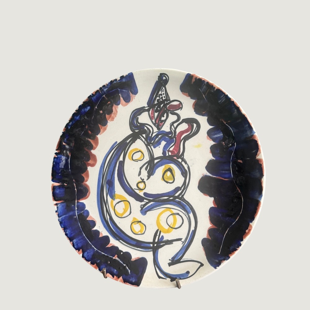 Art Rumi Milano Italian Pottery Hand Painted Abstract Clown Plate Made in Italy